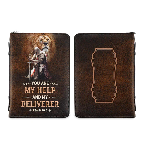 Personalized Psalm 70:5 Lion Bible Cover