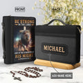 Majestic Lion Bible Cover - Be Strong in the Lord