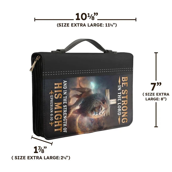 Majestic Lion Bible Cover - Be Strong in the Lord