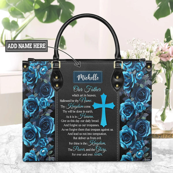 Personalized Our Father Leather Handbag