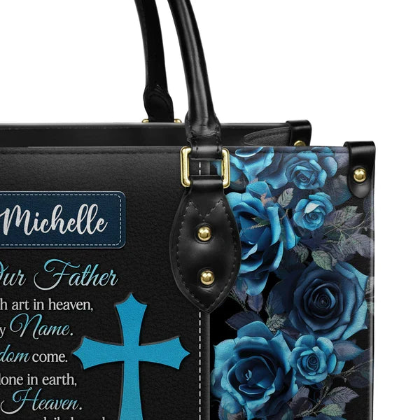 Our Father Personalized Christian Leather Tote Bag