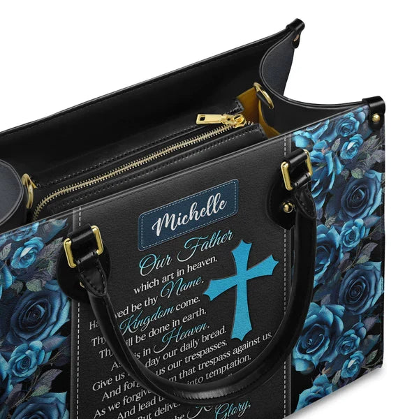 Our Father Personalized Christian Leather Tote Bag