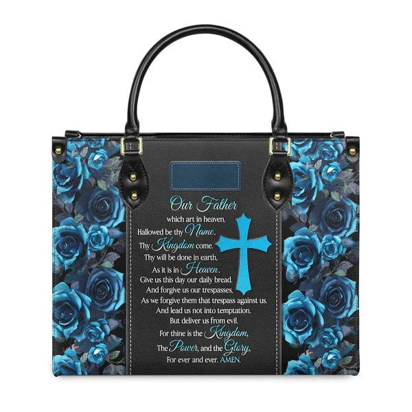 Our Father Personalized Christian Leather Tote Bag
