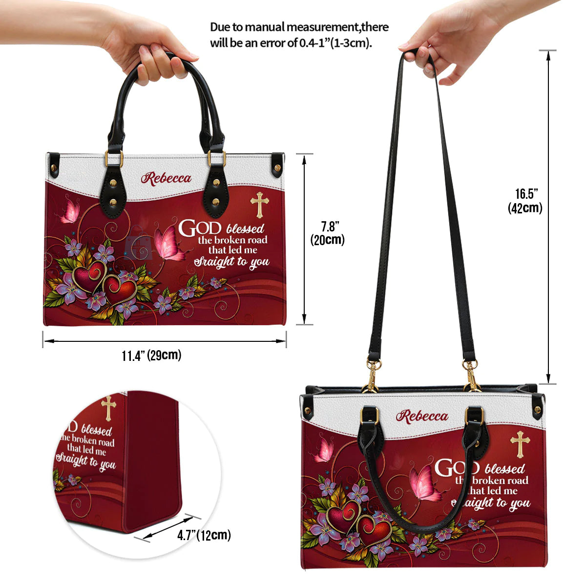 God Blessed The Broken Road Leather Tote Bag