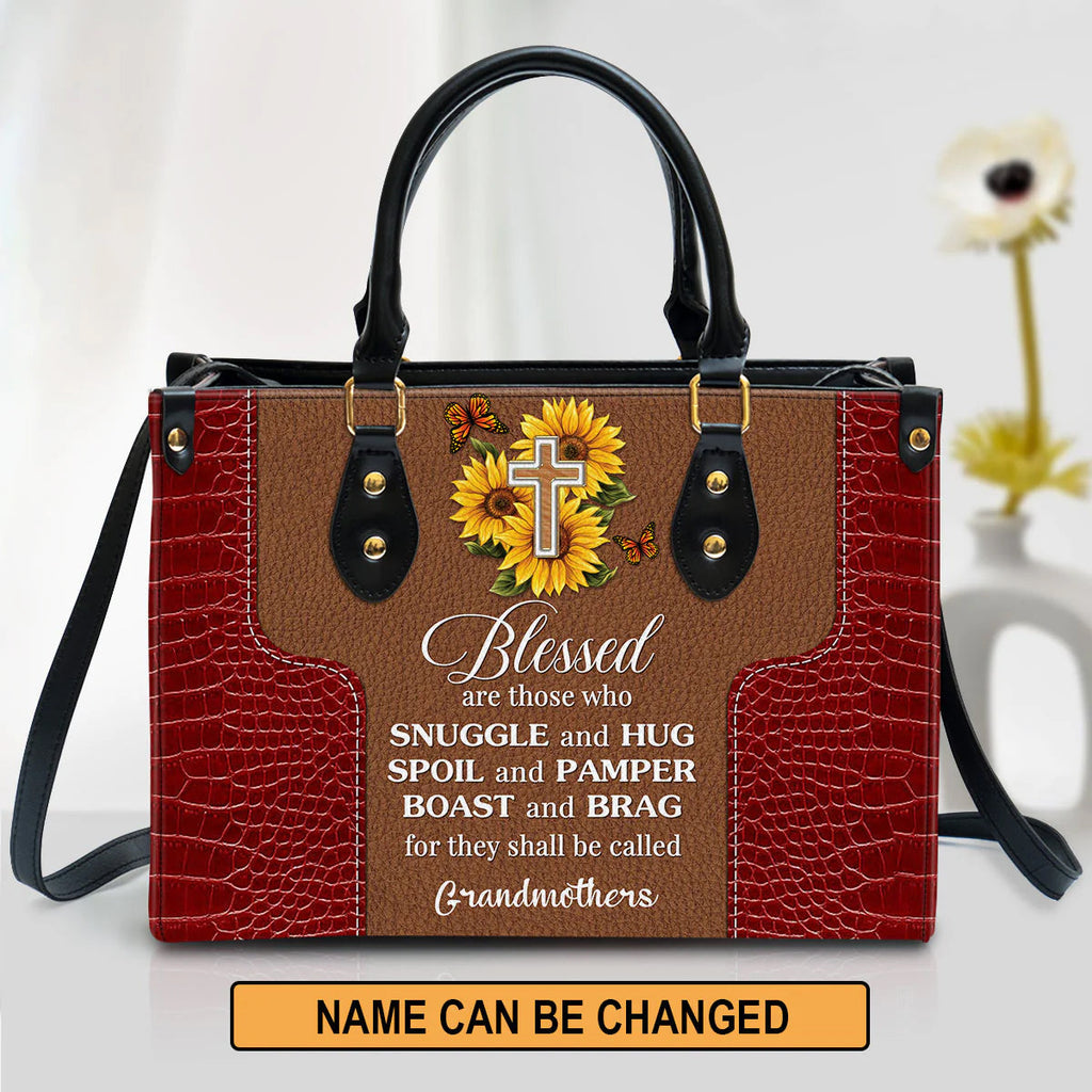 Blessed Personalized Christian Leather Tote Bag