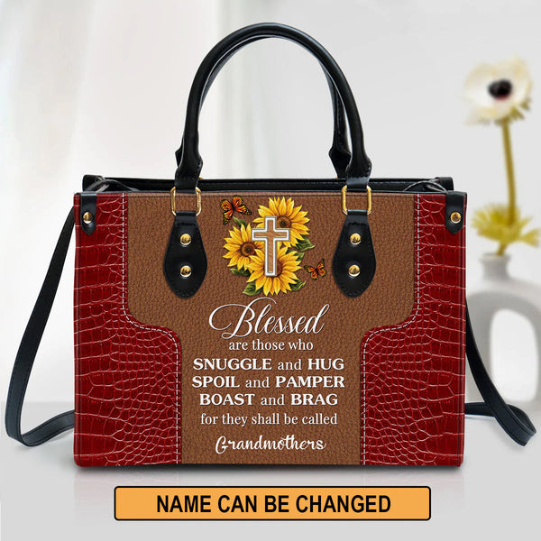 Blessed Personalized Christian Leather Tote Bag