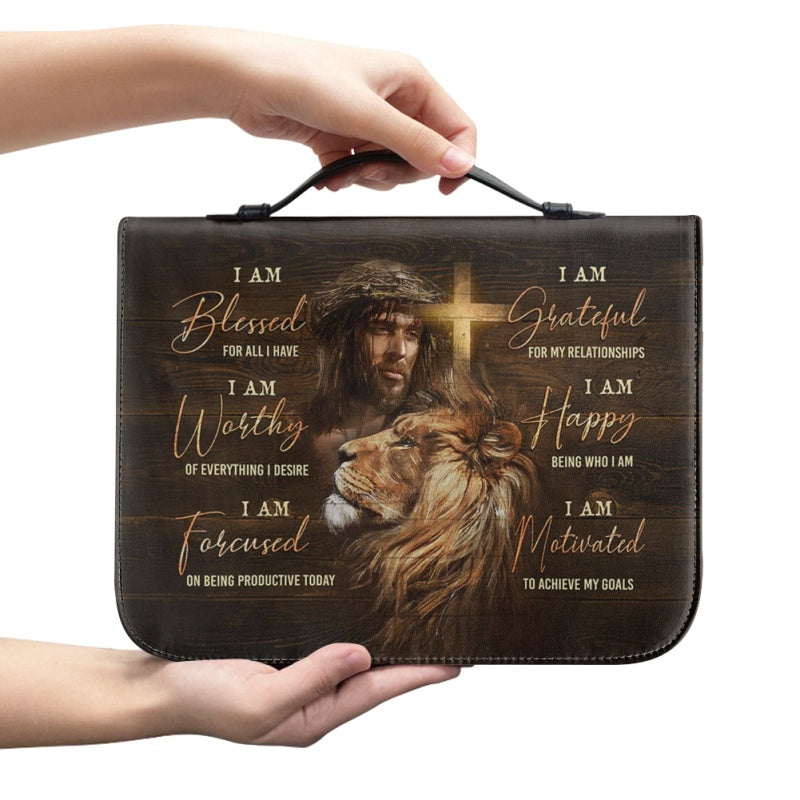 Personalized Lion Faith Affirmations Bible Cover