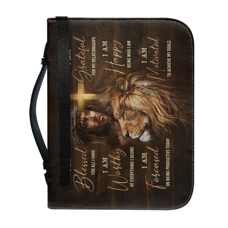 Personalized Lion Faith Affirmations Bible Cover