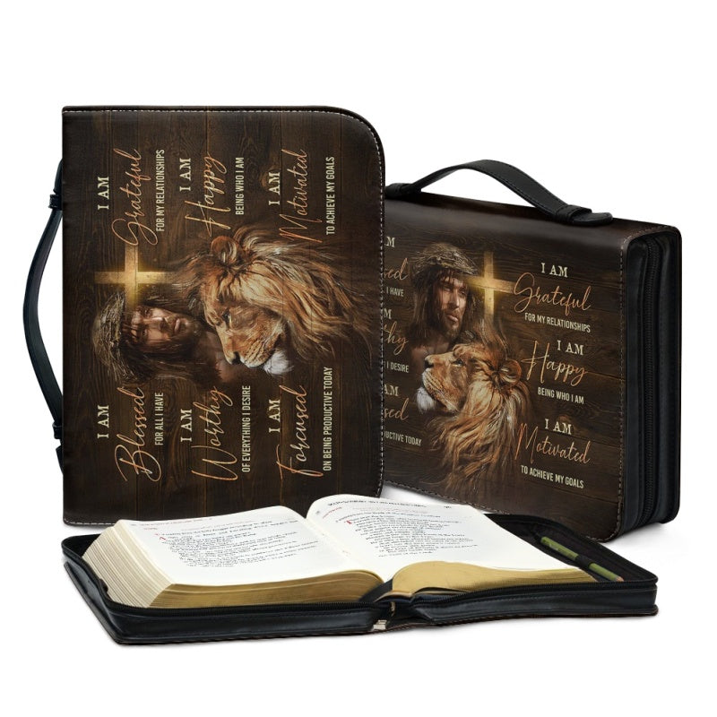 Personalized Lion Faith Affirmations Bible Cover