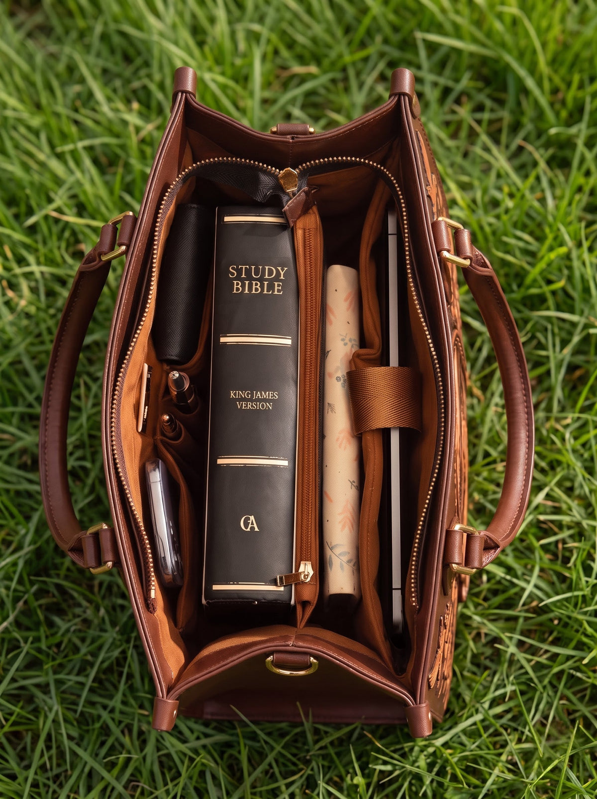 My Shepherd Psalm 23:1 Applique Leather Handbag