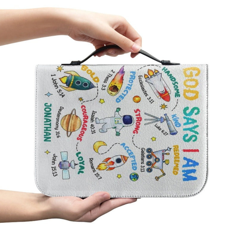 Personalized God Says I Am Galaxy Bible Cover