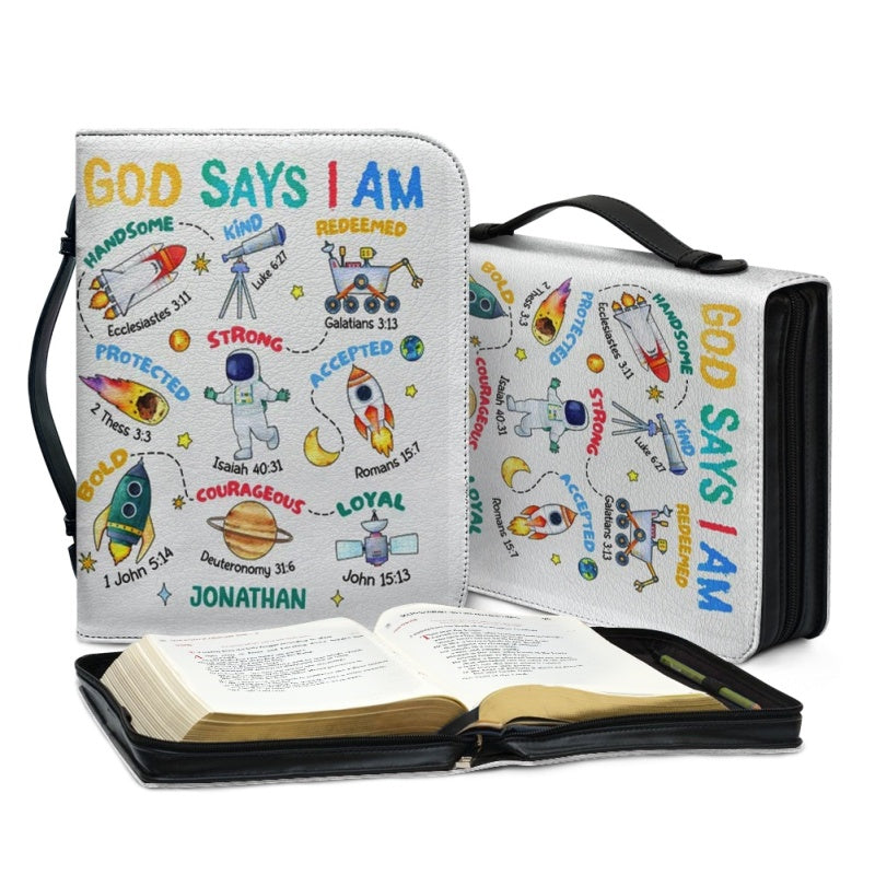 Personalized God Says I Am Galaxy Bible Cover
