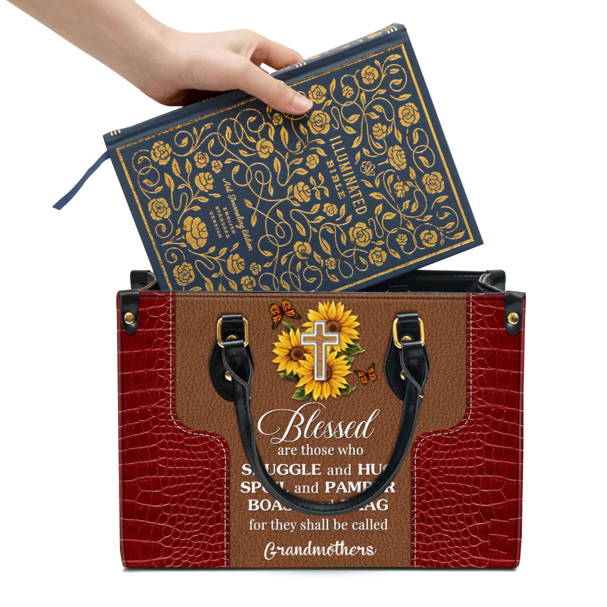 Blessed Personalized Christian Leather Tote Bag