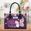 Ephesians 2:8 Floral Butterfly Leather Handbag