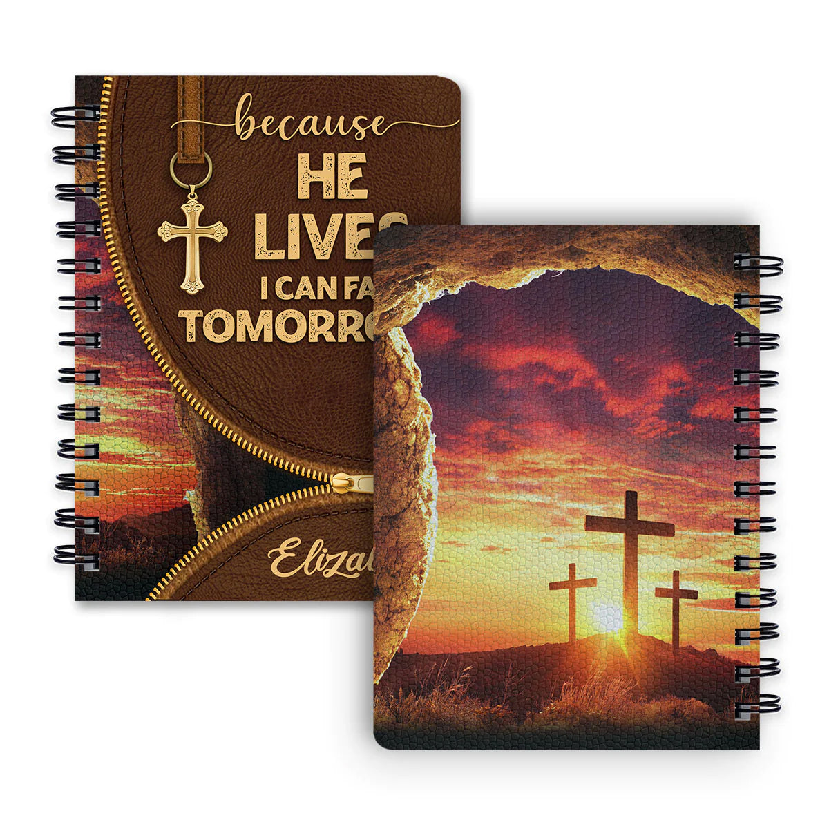 Personalized "Because He Lives" Faith Spiral Journal