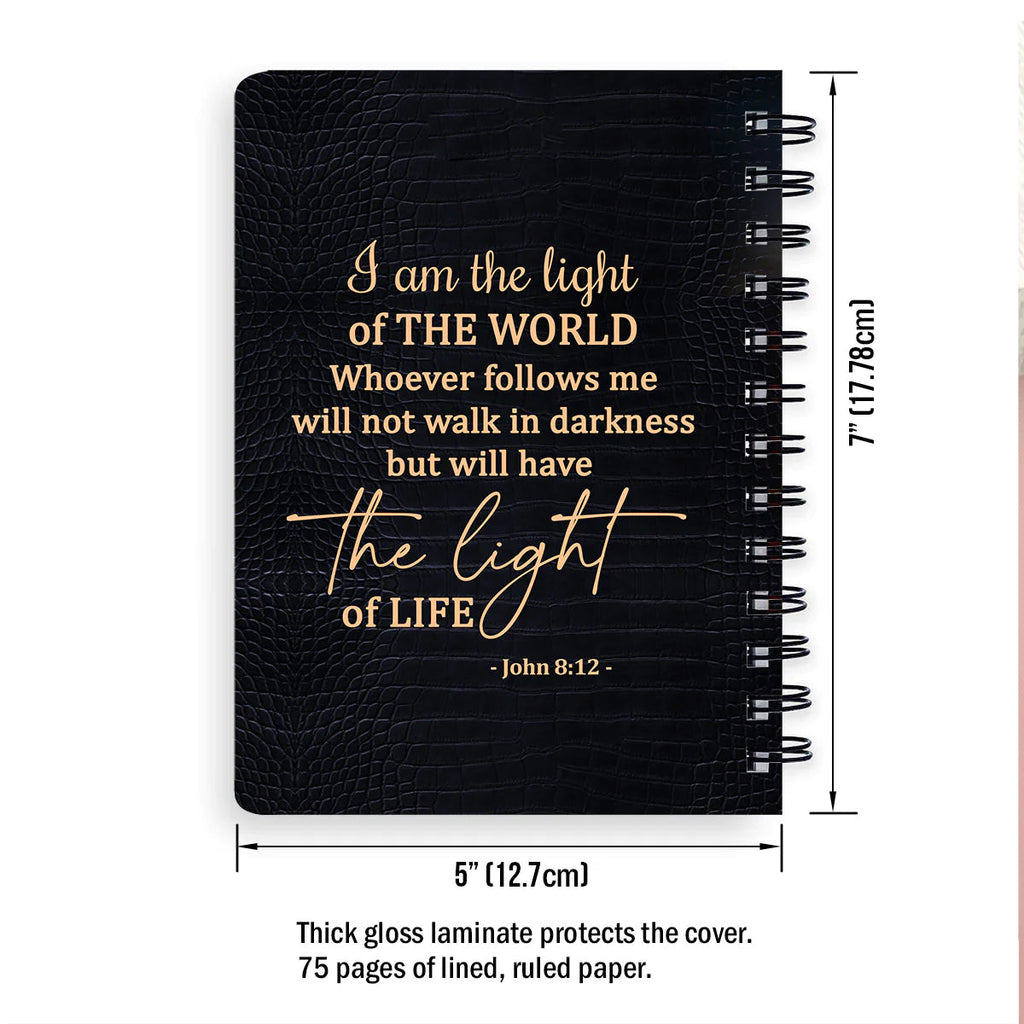Personalized "I Am The Light Of The World" Spiral Journal