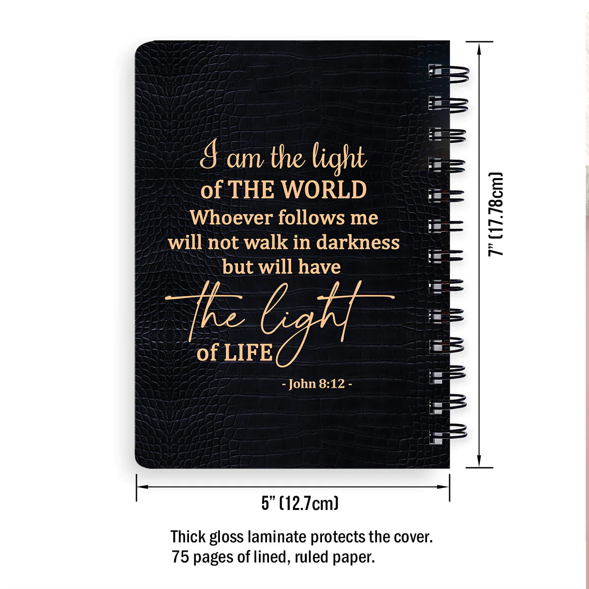 Personalized "I Am The Light Of The World" Spiral Journal