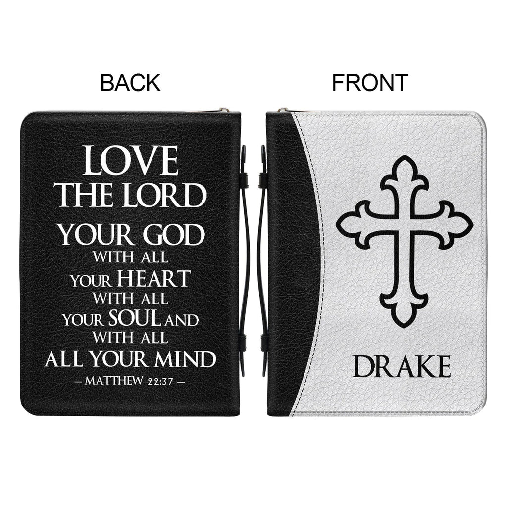 Personalized Matthew 22:37 Cross Bible Cover
