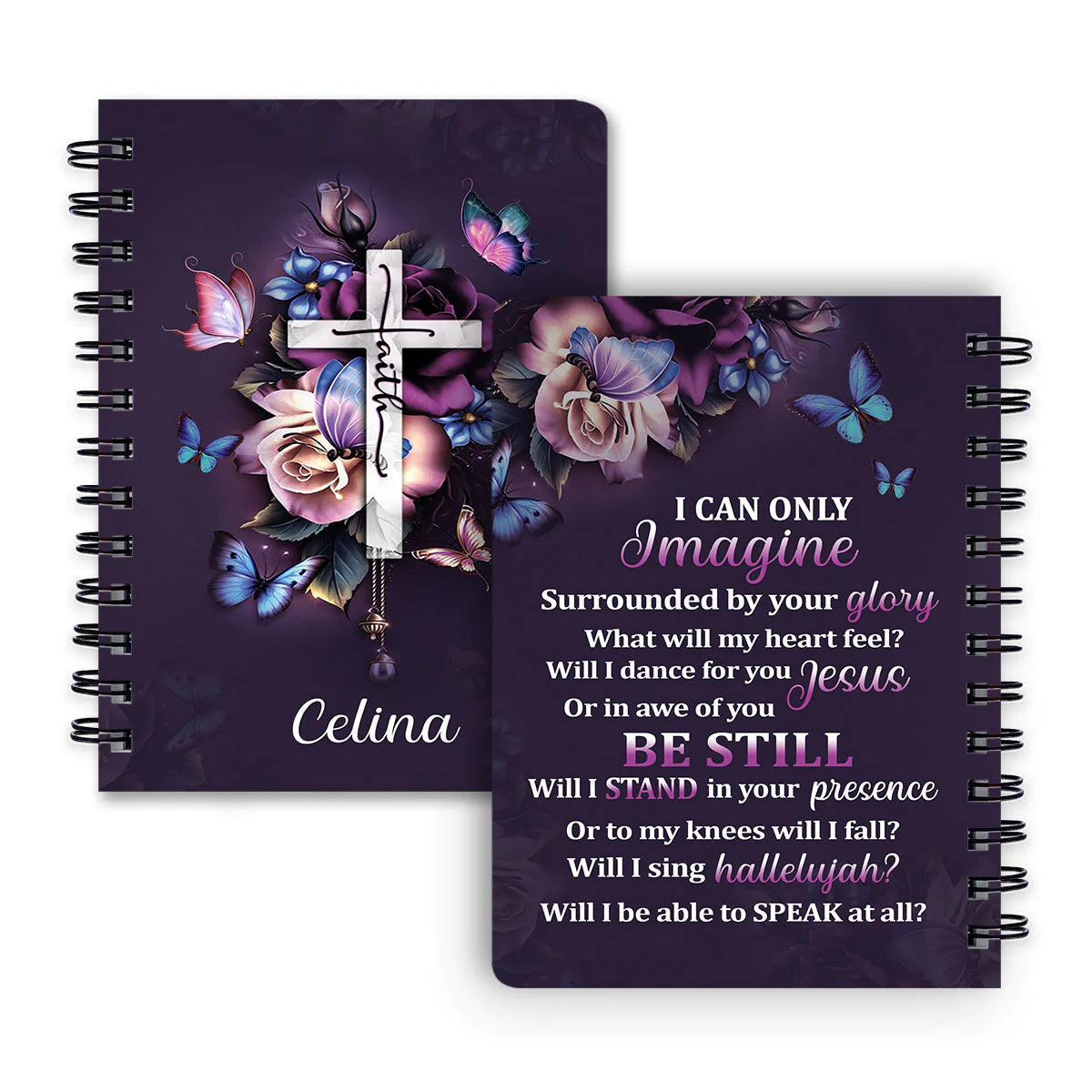 Personalized "I Can Imagine" Christian Spiral Journal