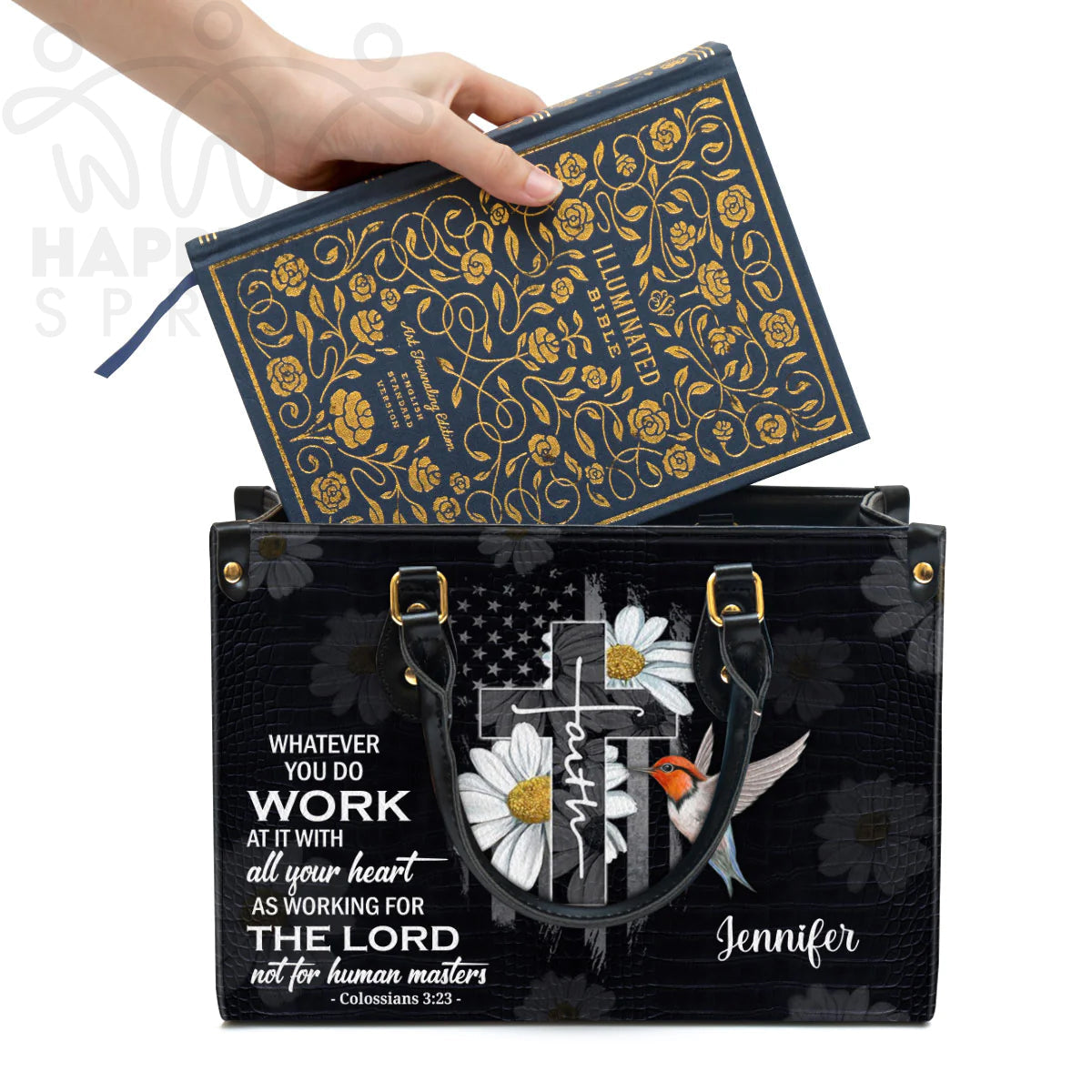 Work At It With All Your Heart Leather Tote Bag
