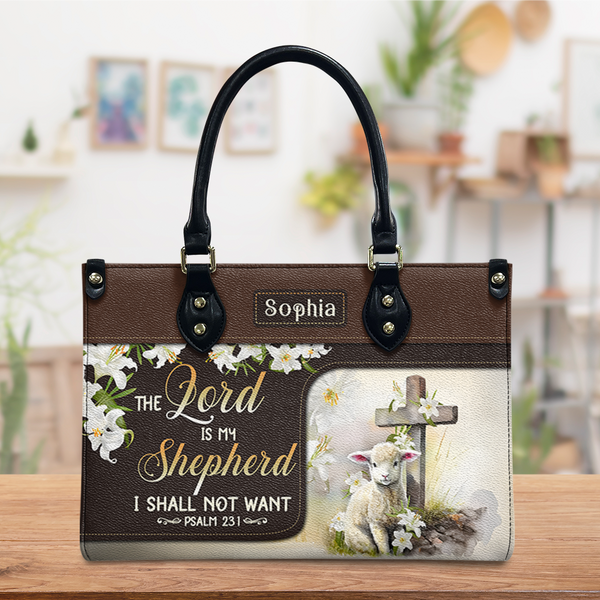 Psalm 23 The Lord Is My Shepherd Leather Handbag