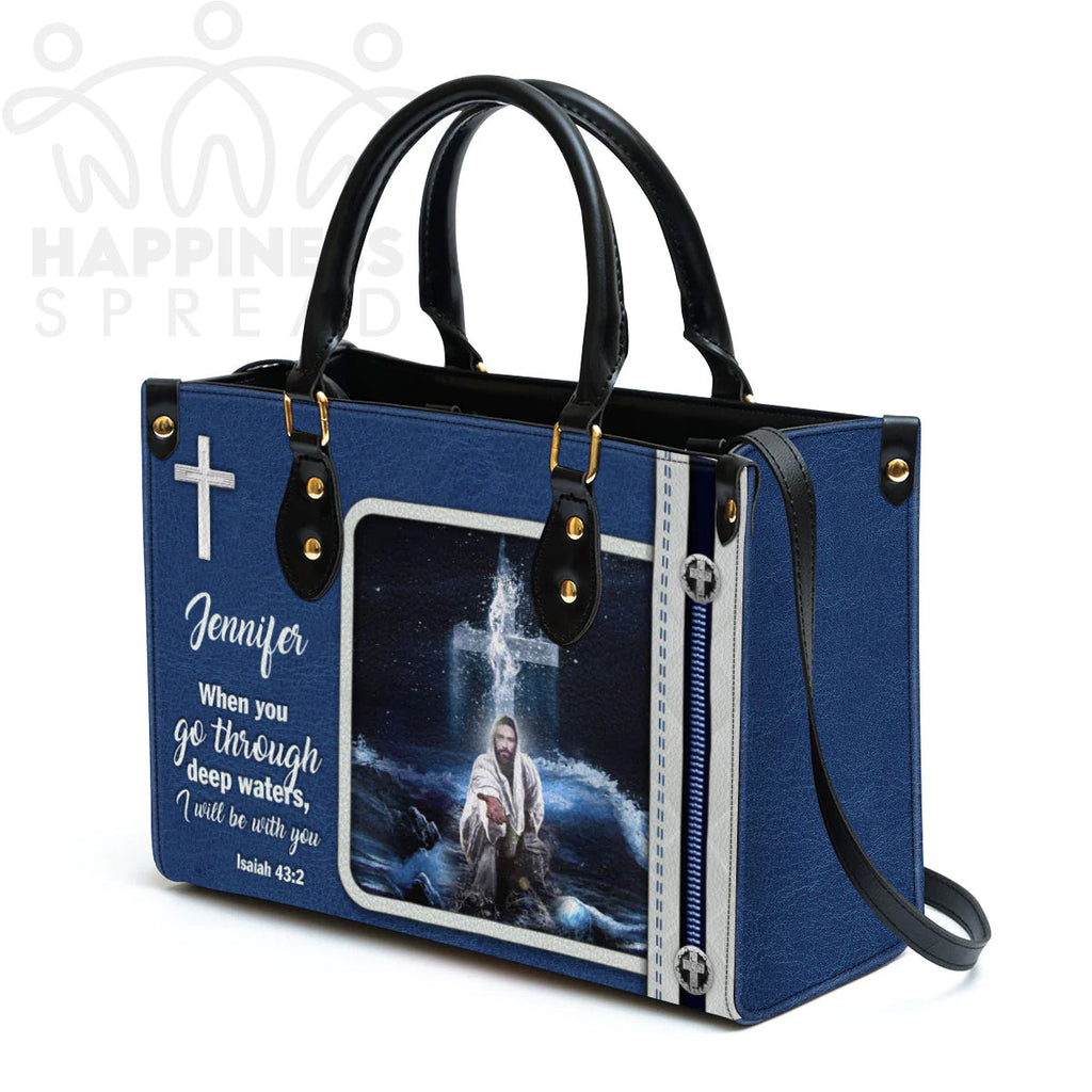 Personalized 'I Will Be With You' Leather Handbag
