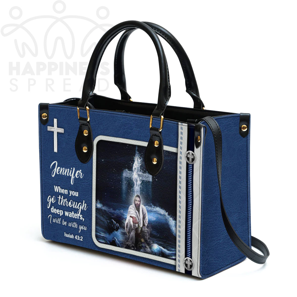 Personalized 'I Will Be With You' Leather Handbag
