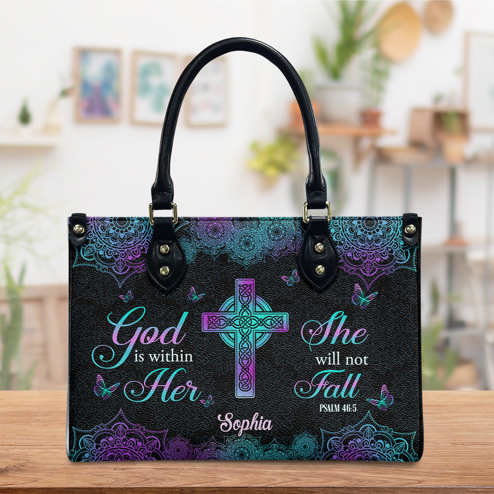 God Is Within Her Psalm 46:5 Leather Handbag