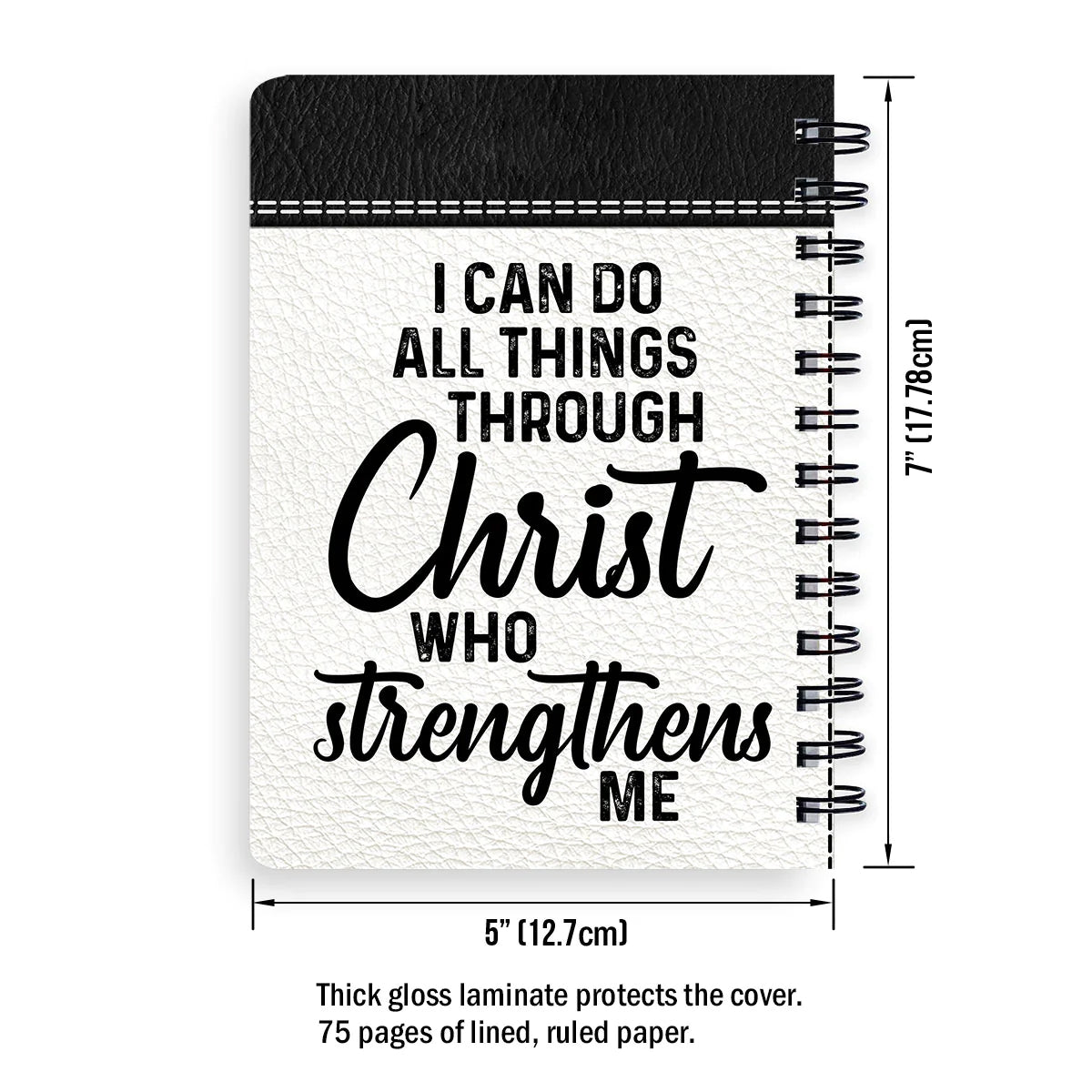 Personalized "I Can Do All Things" Spiral Journal