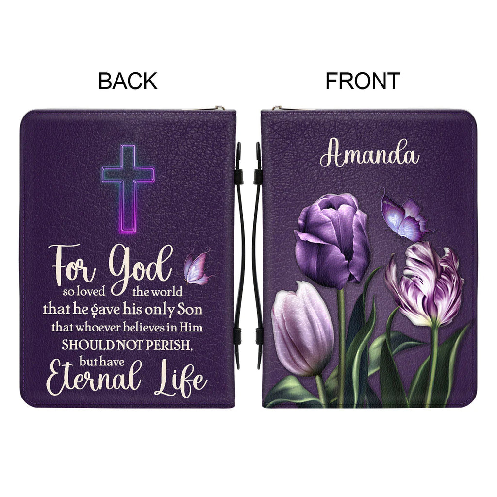 Personalized John 3:16 Purple Bible Cover