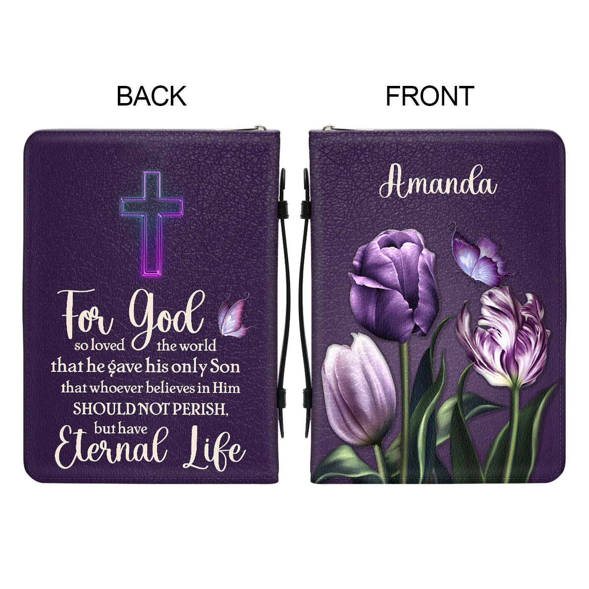 Personalized John 3:16 Purple Bible Cover