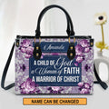 A Child of God Woman of Faith Leather Tote Bag