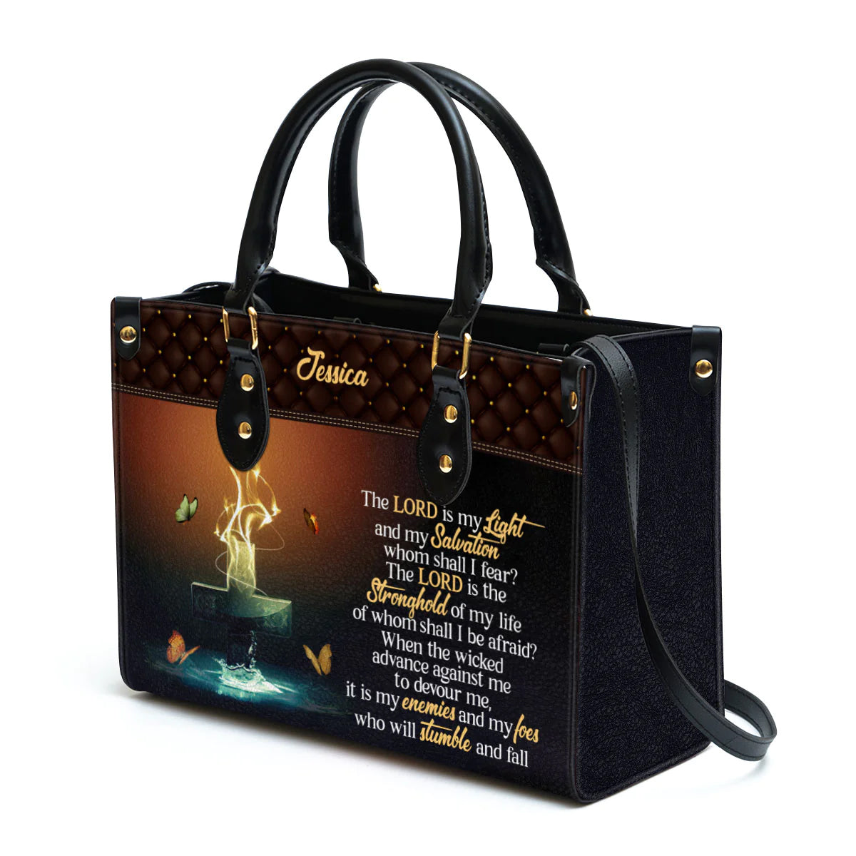 The Lord Is My Light Personalized Leather Tote