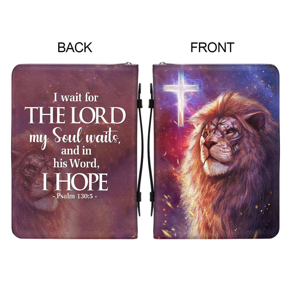 Personalized Psalm 130:5 Lion Bible Cover
