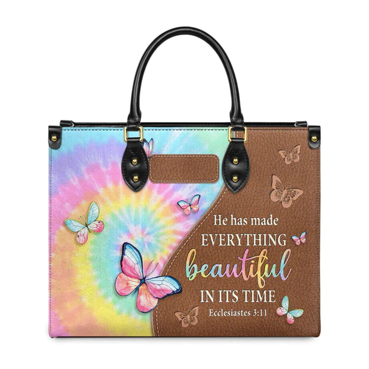 Ecclesiastes 3:11 Personalized Leather Tote Bag