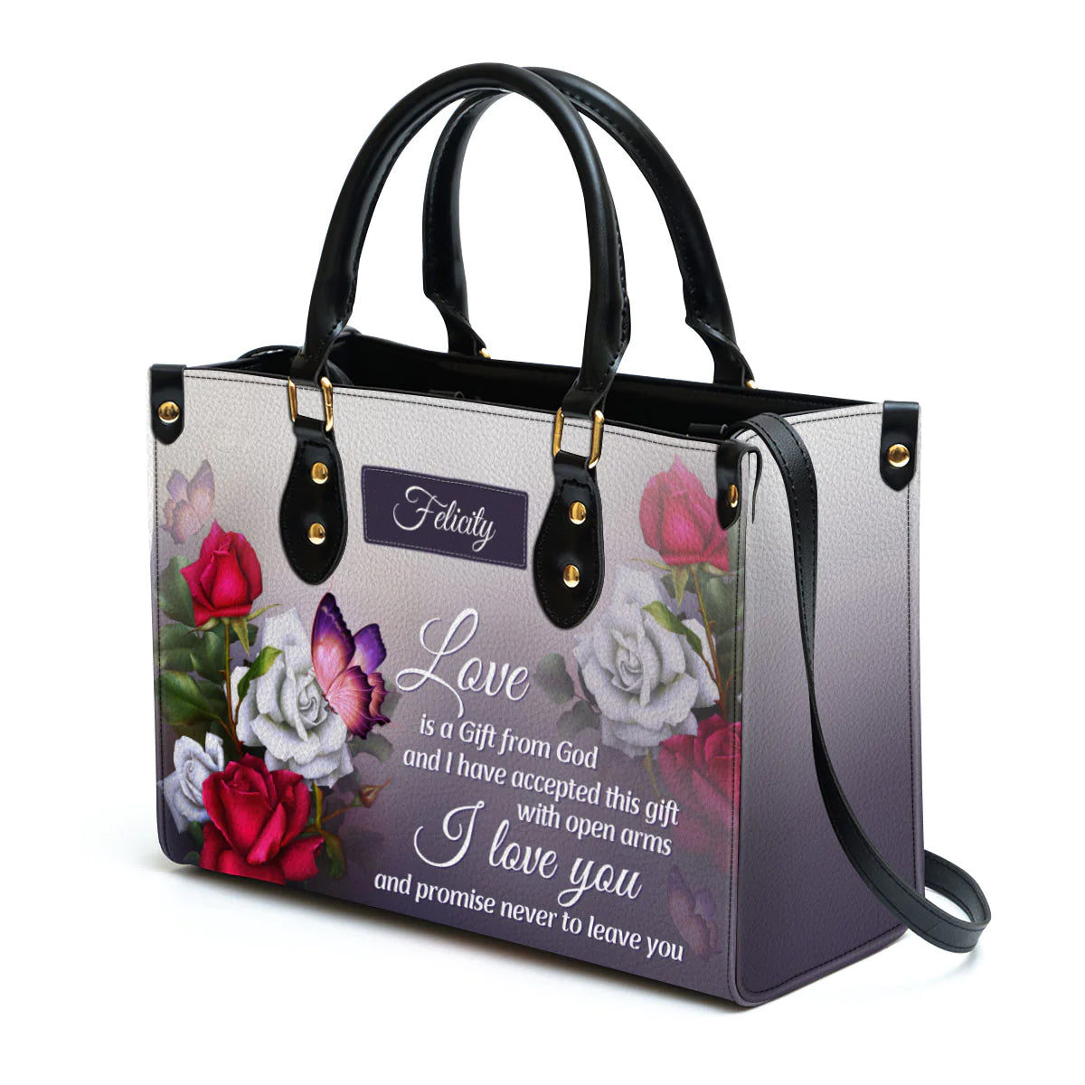 Love Is A Gift From God Personalized Leather Tote