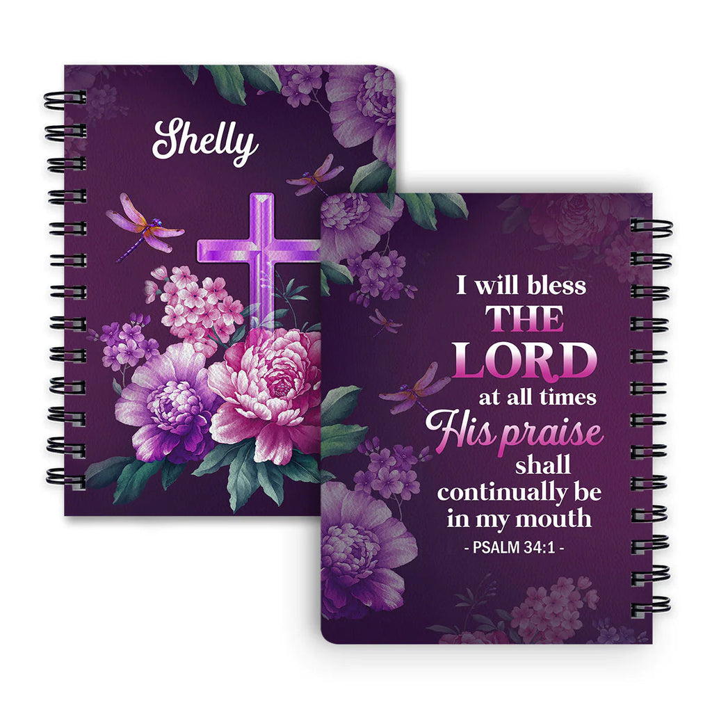 Personalized "I Will Bless The Lord" Psalm Spiral Journal