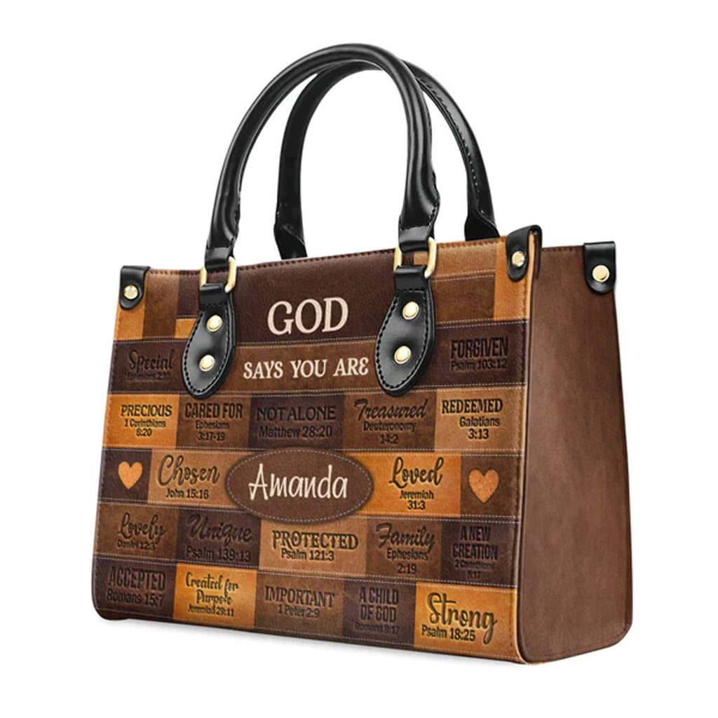 Personalized God Says You Are Leather Tote Bag