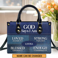 God Says I Am Blessed Leather Tote Bag