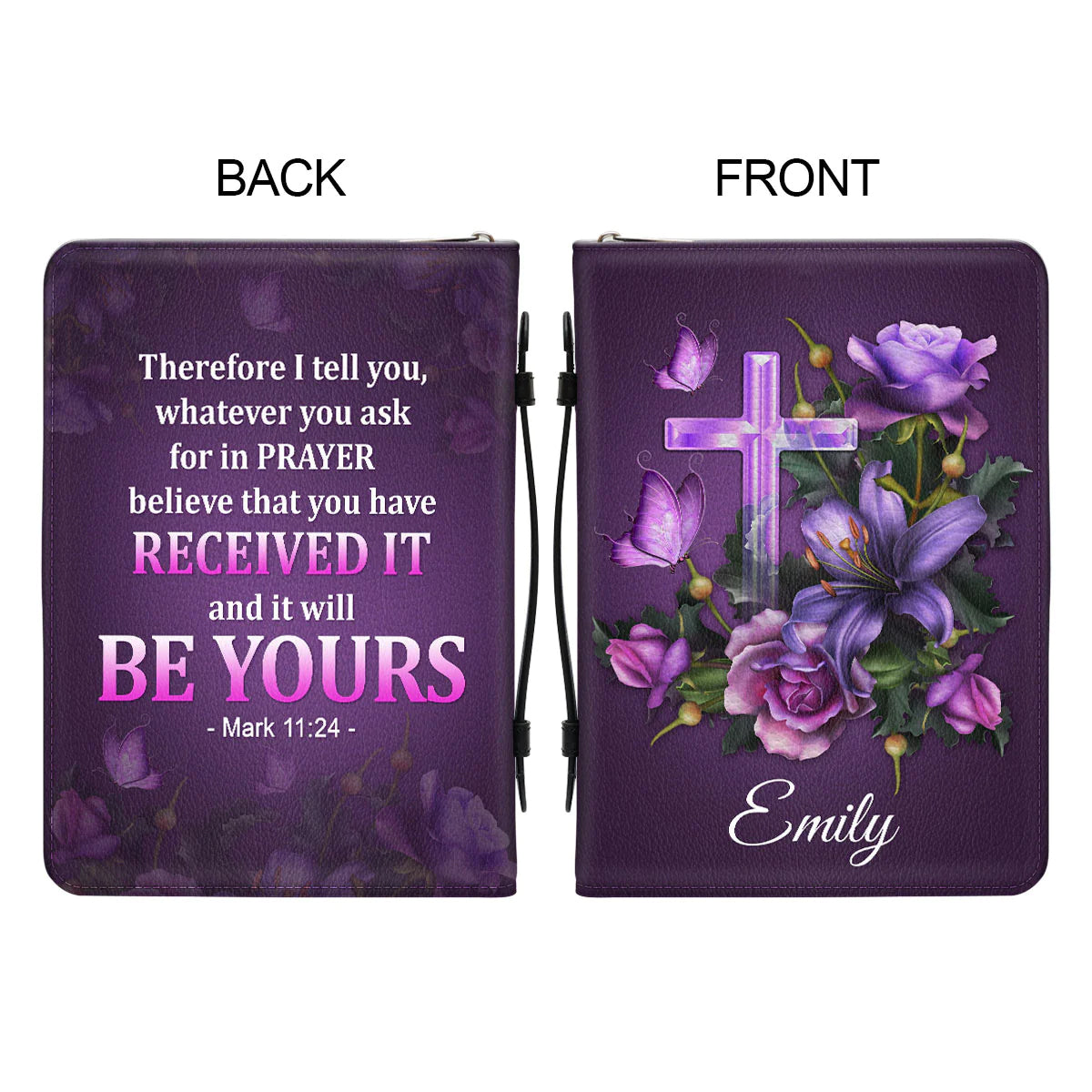 Personalized Mark 11:24 Floral Bible Cover