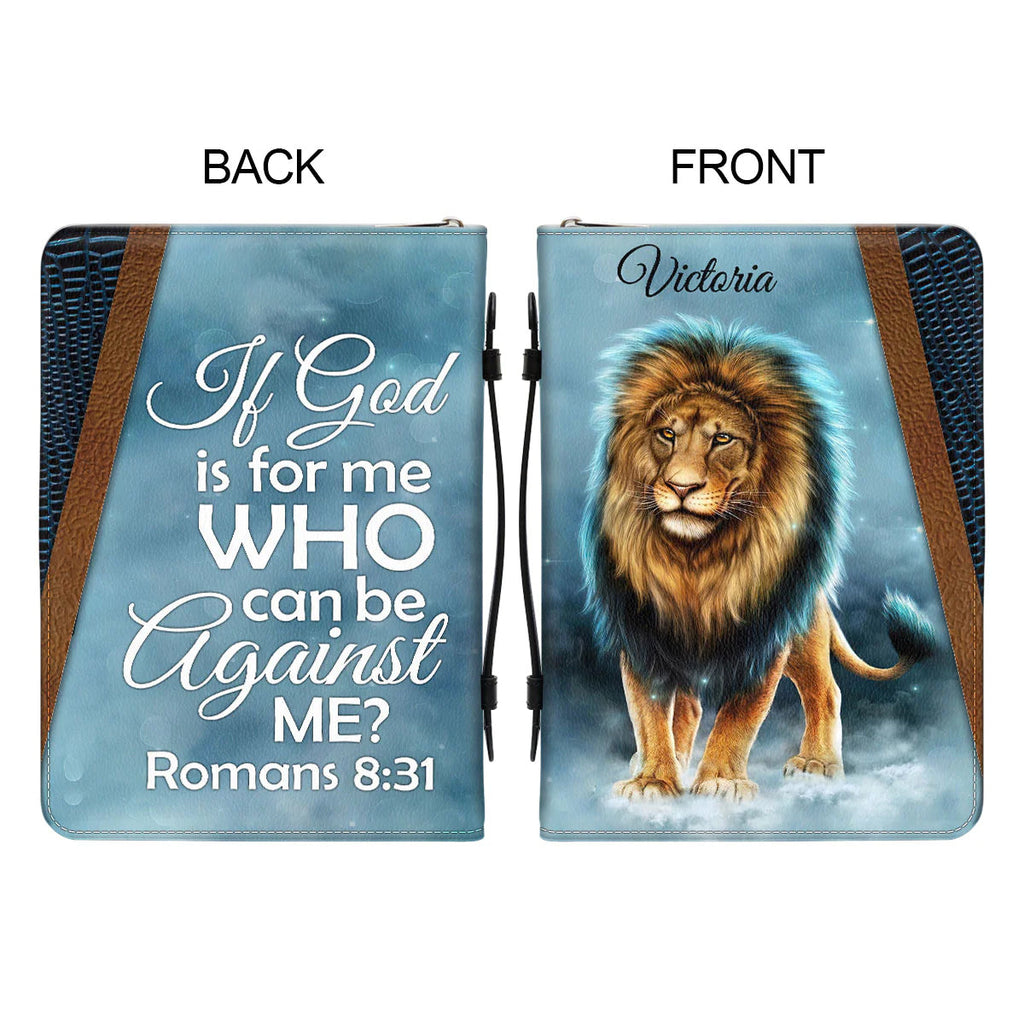 Personalized Lion Romans 8:31 Bible Cover