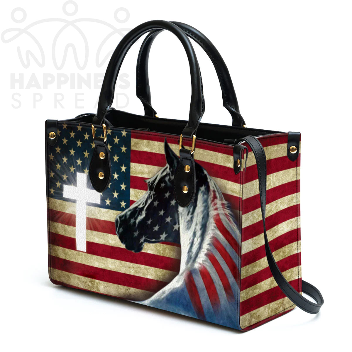 Personalized American Flag Leather Tote Bag