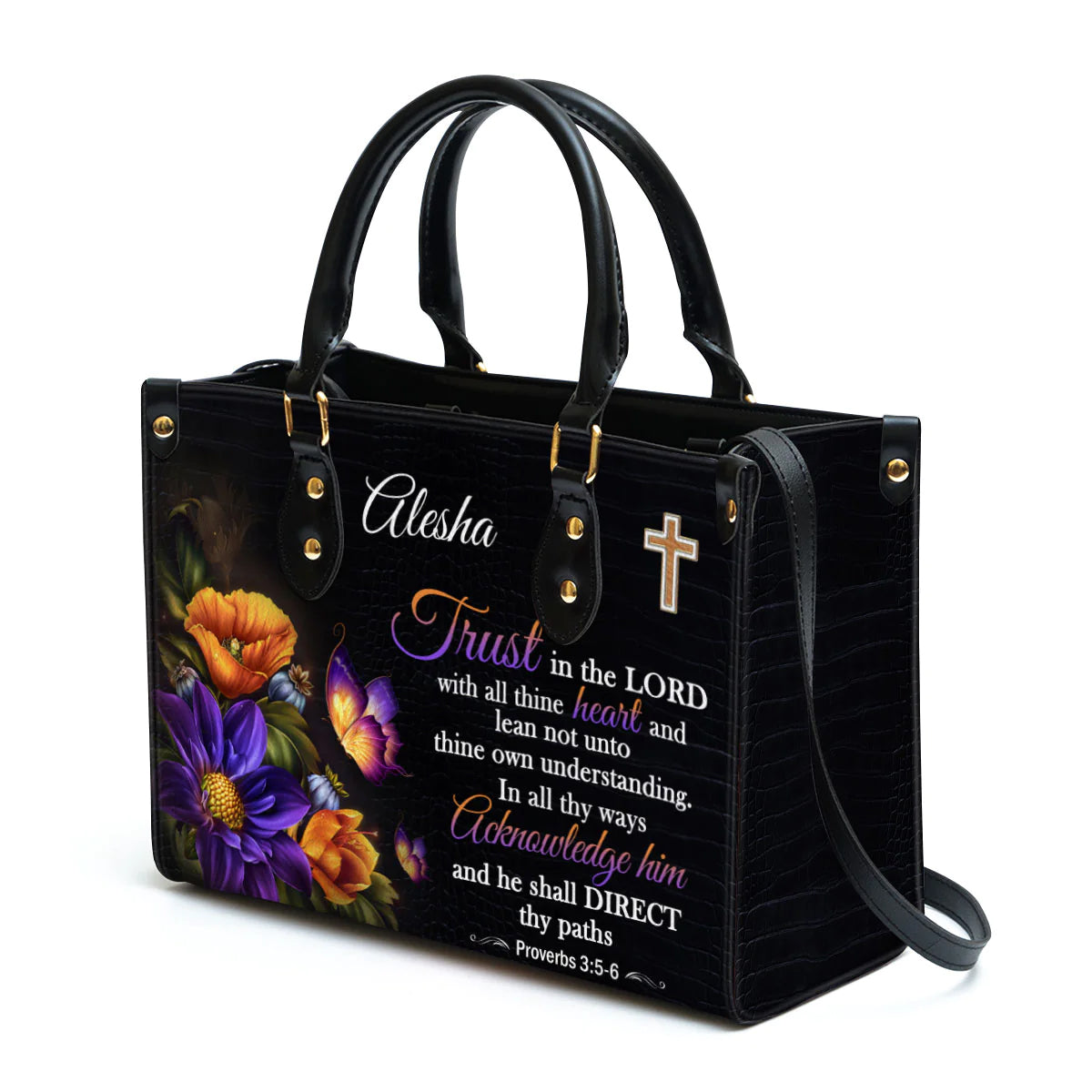 Trust in the Lord Personalized Leather Tote Bag