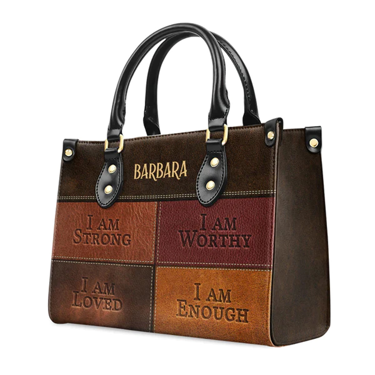 I Am Strong I Am Loved Personalized Leather Tote