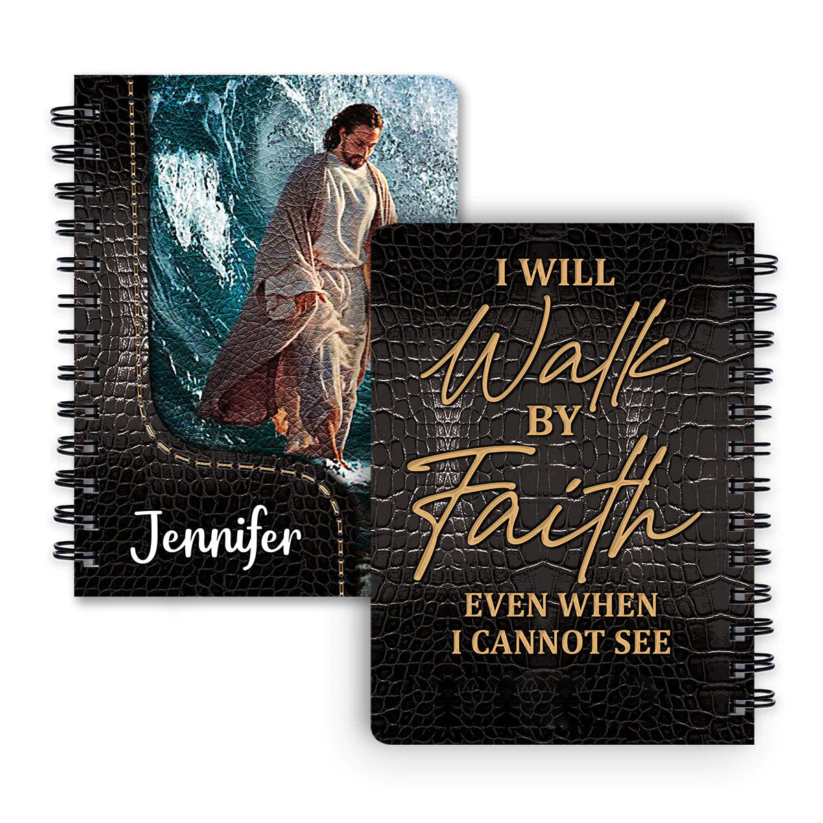 Personalized "I Will Walk By Faith" Spiral Journal