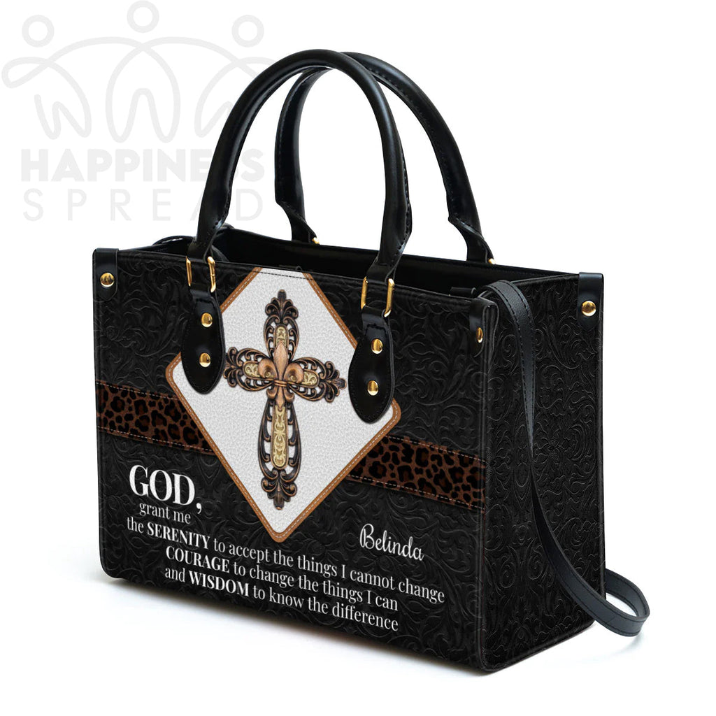 Personalized Christian Cross Leather Tote Bag