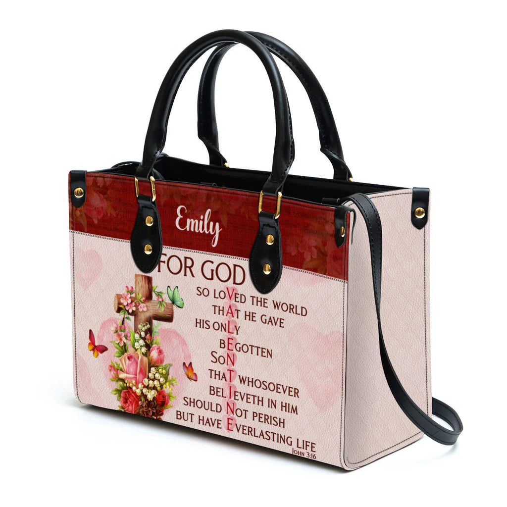 For God So Loved The World Leather Tote Bag