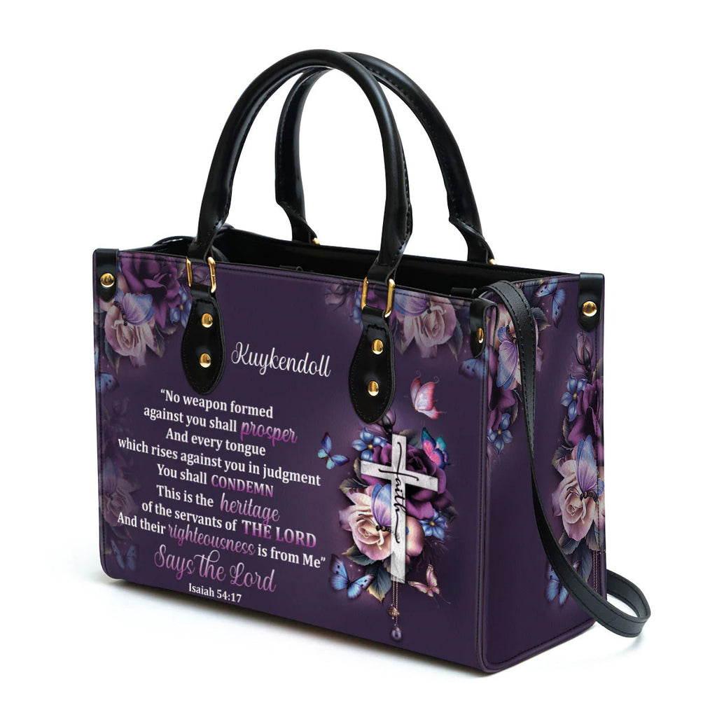Personalized No Weapon Christian Leather Tote
