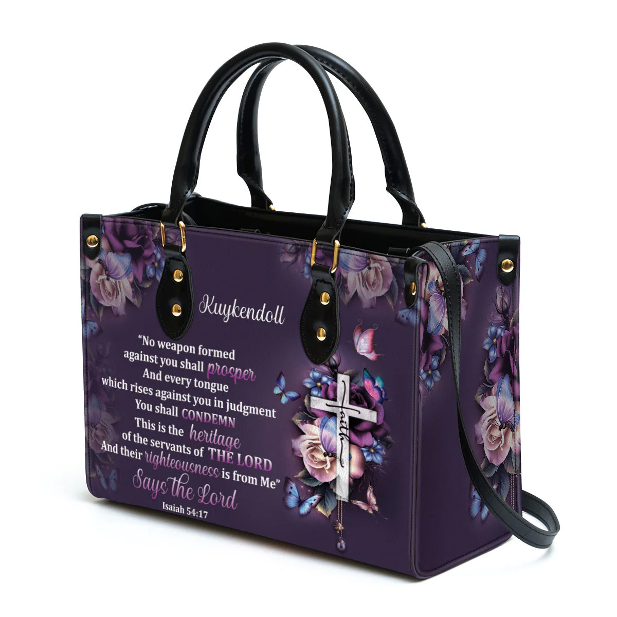 Personalized No Weapon Christian Leather Tote