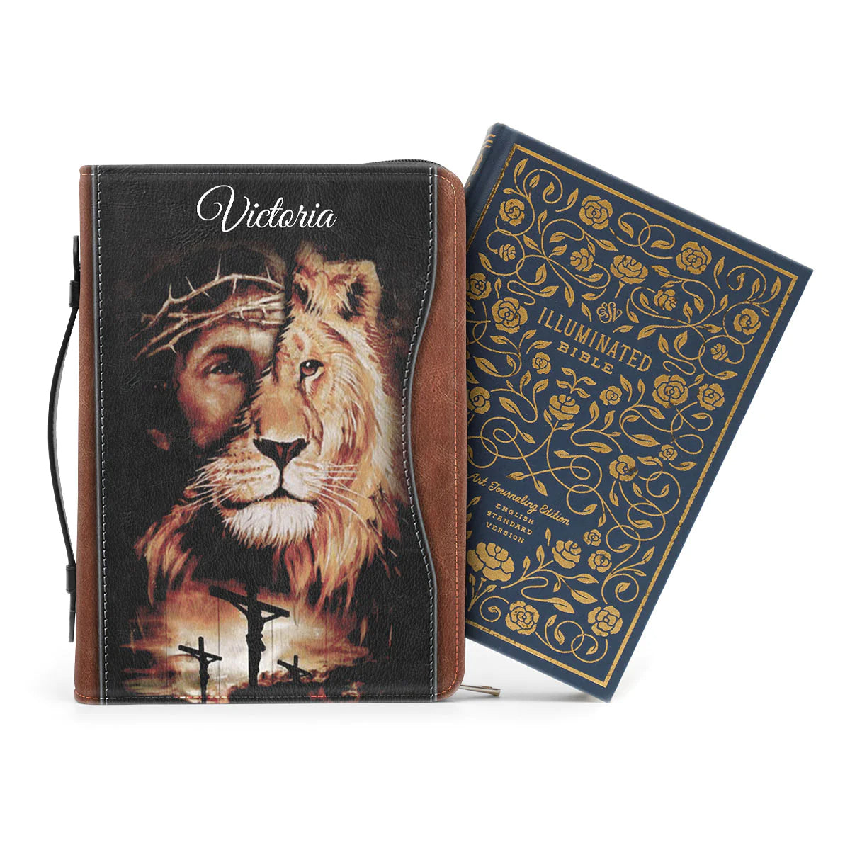 Personalized Lion & Jesus Bible Cover